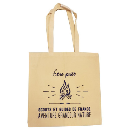 Tote bag "Etre Prêt" - écru/bleu marine