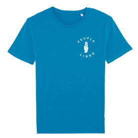 T-shirt « Peuple Libre » - coton bio - bleu