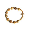 Bracelet dizainier en bois élastique et croix