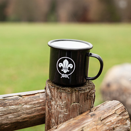 Tasse émaillée « OMMS » noire Tasse émaillée « OMMS » noire