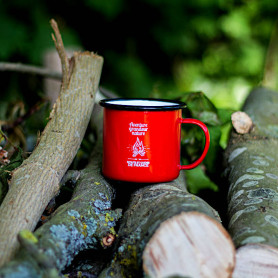 Tasse émaillée « Aventure Grandeur Nature » rouge