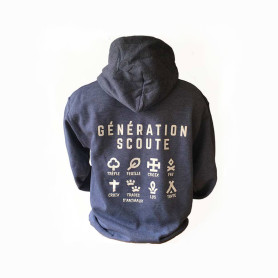 Sweat à capuche Enfant  "Génération Scoute" - bleu jean