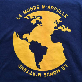 T-Shirt enfant "Le monde m'appelle" - bleu marine