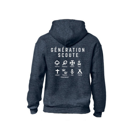 Sweat à capuche Enfant  "Génération Scoute" - bleu jean