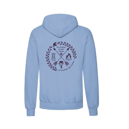 Sweat à capuche "Pictos scouts" enfant- bleu ciel