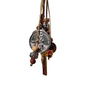 Pendant multi-usages avec médaille et Christ - Longueur : 23 cm 