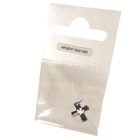 Croix en argent avec colombe incrustée -