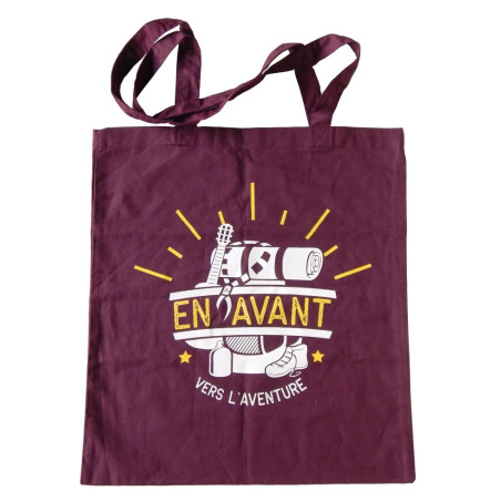 Tote Bag « En avant vers l'aventure » burgundy