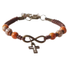 Bracelet en corde marron + croix