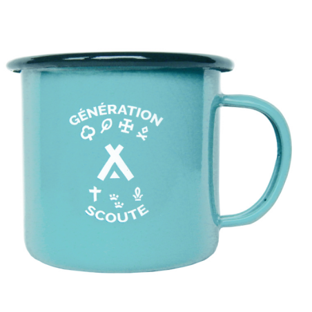 Tasse émaillée "Génération Scoute" bleu ciel