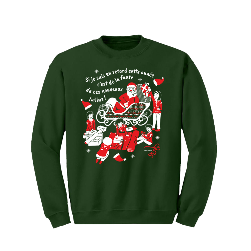 Sweat-shirt "Moche de Noël" à col ras Vert foncé