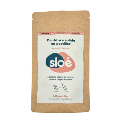 Sachet de recharge de 240 pastilles dentifrice solide à la menthe