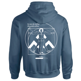 Sweat-shirt à capuche « L'homme de Vitruve" Bleu gris