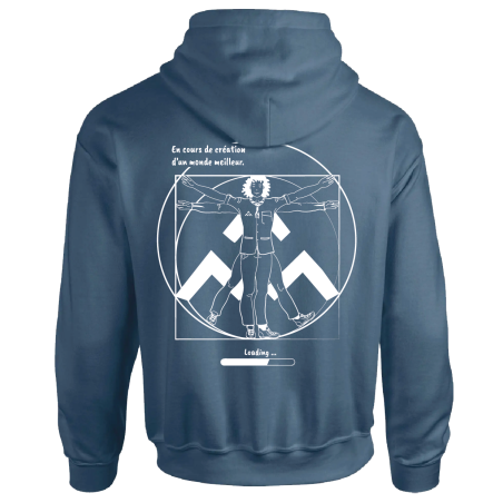 Sweat-shirt à capuche « L'homme de Vitruve" Bleu gris