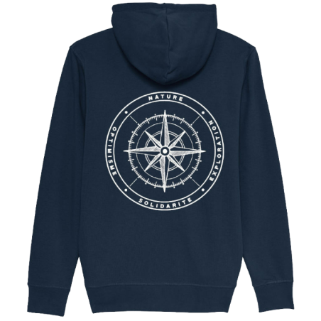 Sweat zippé à capuche « Boussole » - bleu marine
