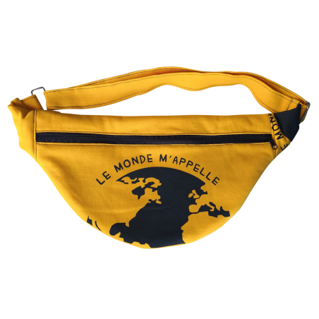 Banane upcyclée à partir du sweat "Le monde m'appele" jaune