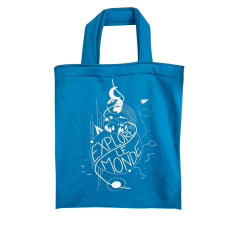 Sac upcyclé à partir du sweat "Explore le Monde" vert bleuté