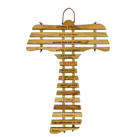 Croix Tau en olivier "Notre Père"