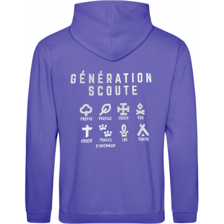 Sweat à capuche "Génération Scoute" - bleu violet