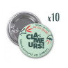 Badge rond fond vert pastel 38 mm « Clameurs » par lot de 10