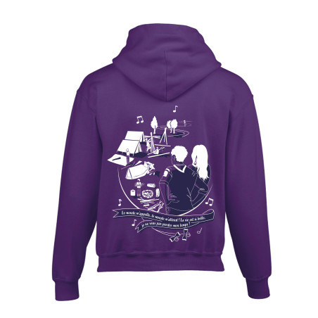 Sweat - shirt Cadre illustré avec zip - violet