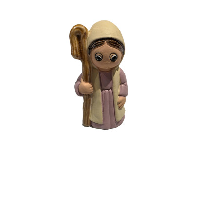 Santon en céramique " Bergère avec bâton" 6/7 cm