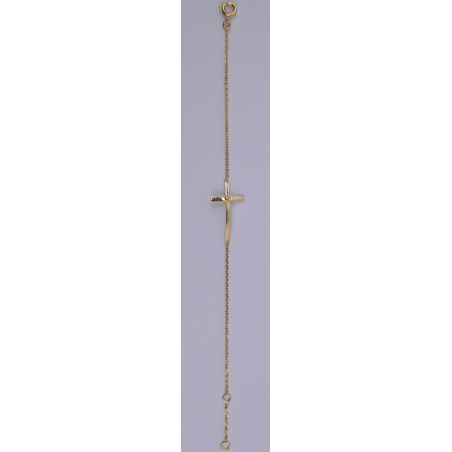Bracelet en plaqué or avec croix au centre - 18 mm (N)