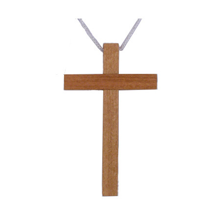 Croix en hêtre 10 cm avec cordon (N)