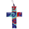 Croix émaux grand feu bleu et rouge - 13 cm (N)