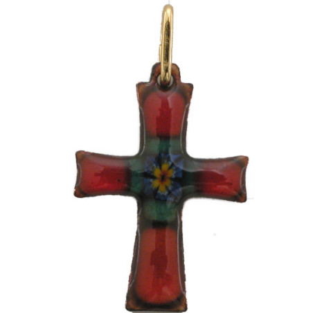 Croix en émail grand feu / Rouge et Bleue - 2,5 cm (N)