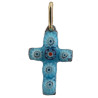 Croix en émail grand feu / Bleue - 1,8 cm (N)