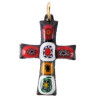 Croix en émail grand feu / patchwork - 2,5 cm (N)