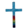 Croix en verre avec bulles aux couleurs des branches (N)