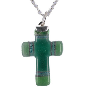 Croix en verre verte avec...